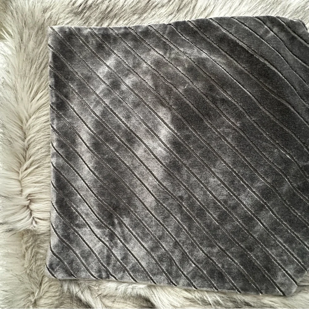 West Elm Charcoal Velvet Diagonal Quilted Accent Pillows $59 for both